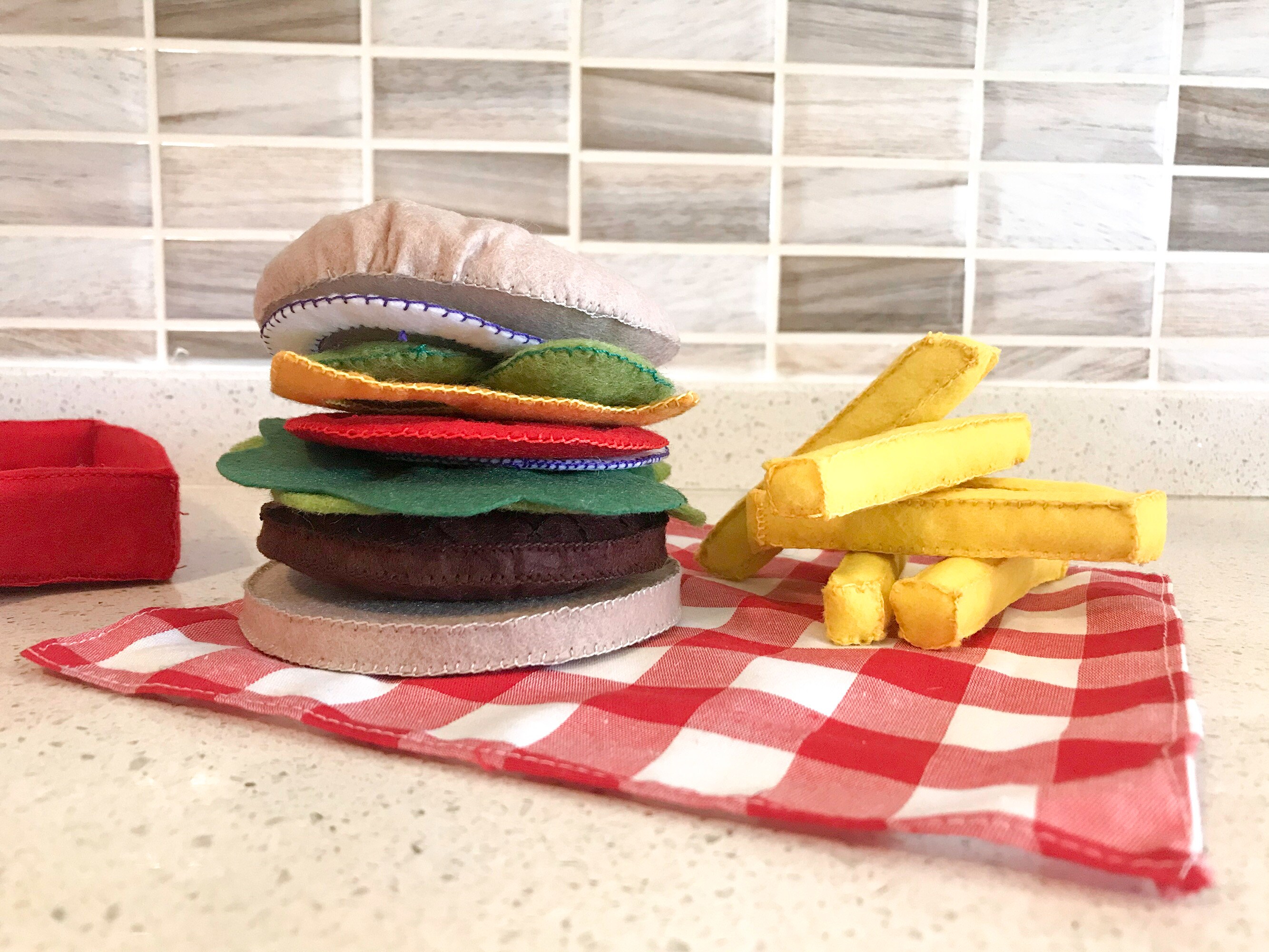 Felt Hamburger Set Pretend Play Food Toy Kitchen Foods Etsy