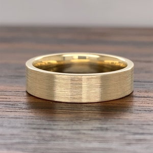 14K Gold Brushed Wedding Band (5MM) | 14K Satin Wedding Band | 14K Comfort Fit Wedding Band | Men's Wedding Band | Square Edge | Satin Matte