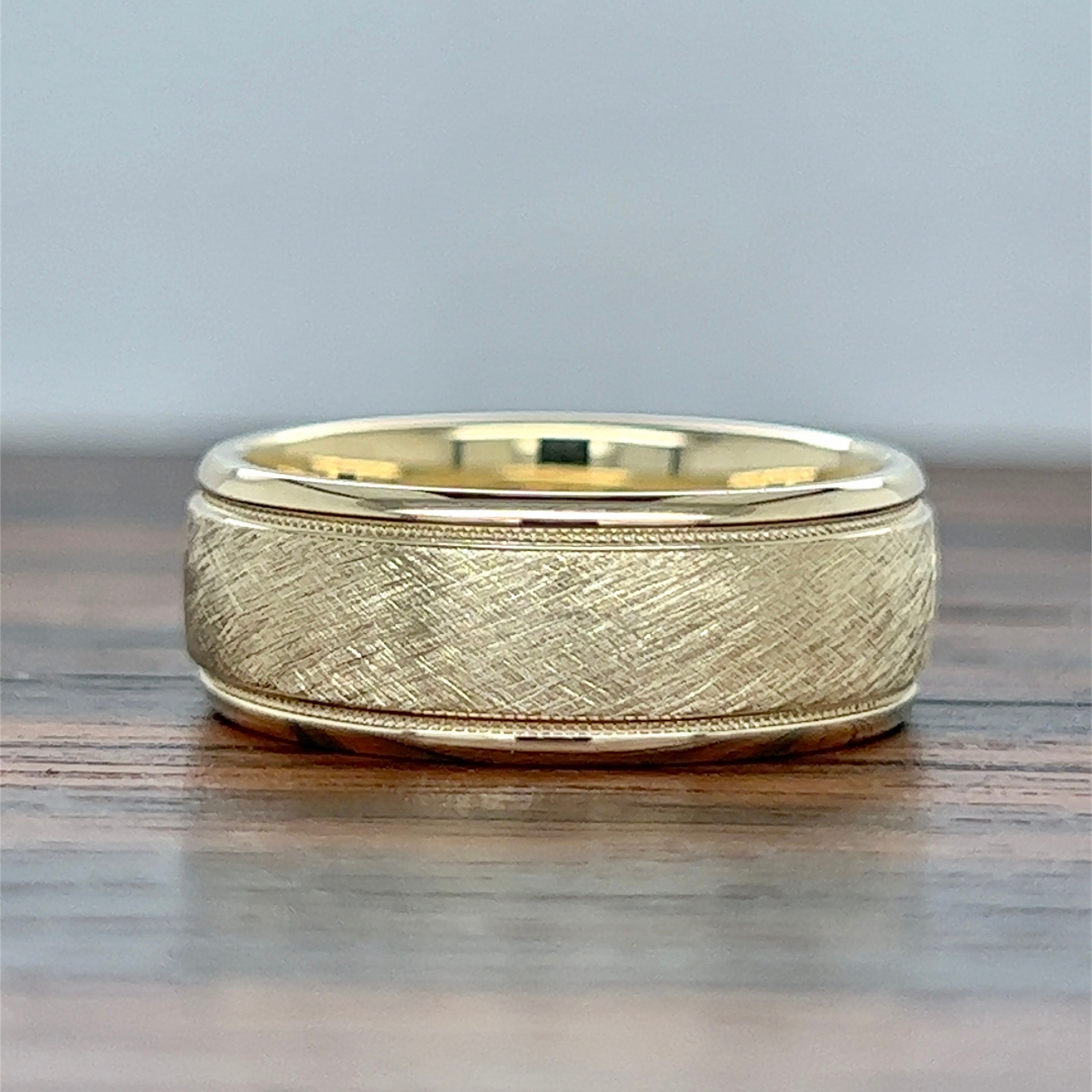 14K Gold Men's Distressed Finish Wedding Band 8MM | 14K Rustic Wedding 14K Gold Men's Distressed Finish Wedding Band 8MM | 14K Rustic Wedding