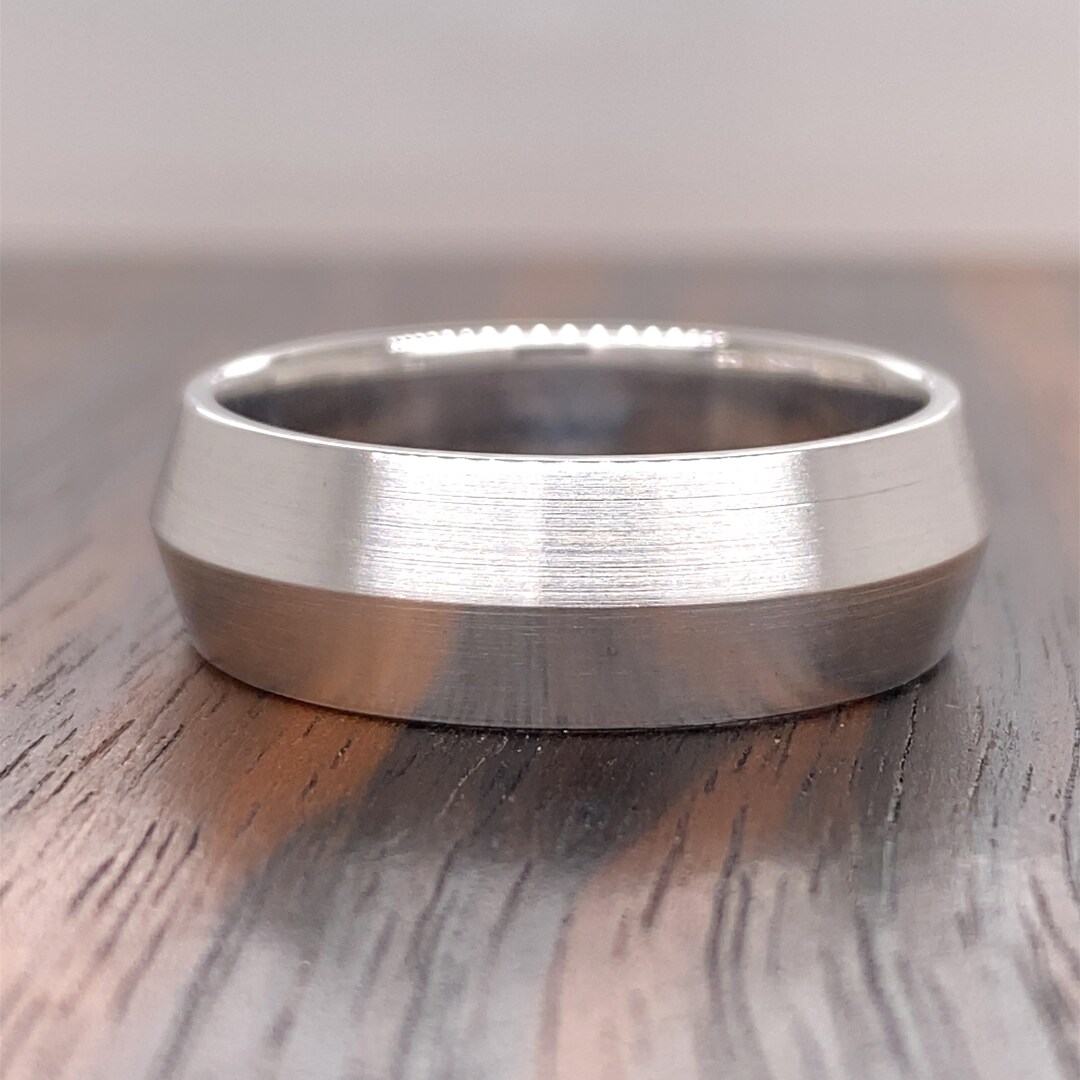 14K Gold 7MM Men's Knife Edge Wedding Band 14K Gold Men's Brushed