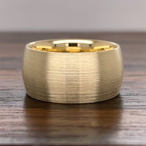 14K Gold 10MM Cigar Band | 14K Comfort Fit Band | 14K Genuine Gold Band | 14K Classic Gold  Ring | Brush Matte