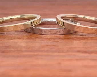 2MM 14K Solid Gold Square Edge Ring| 14k Gold Stackable Band | 14k Gold Minimalist Dainty Band | Inexpensive Wedding Band | Everyday Ring
