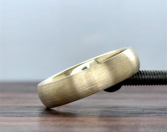 Classic 14K Gold 5MM Rounded Comfort Fit Band  | Genuine Gold Band | Solid Gold Ring | Classic Band | Brush Matte Satin | 10k 14k 18k