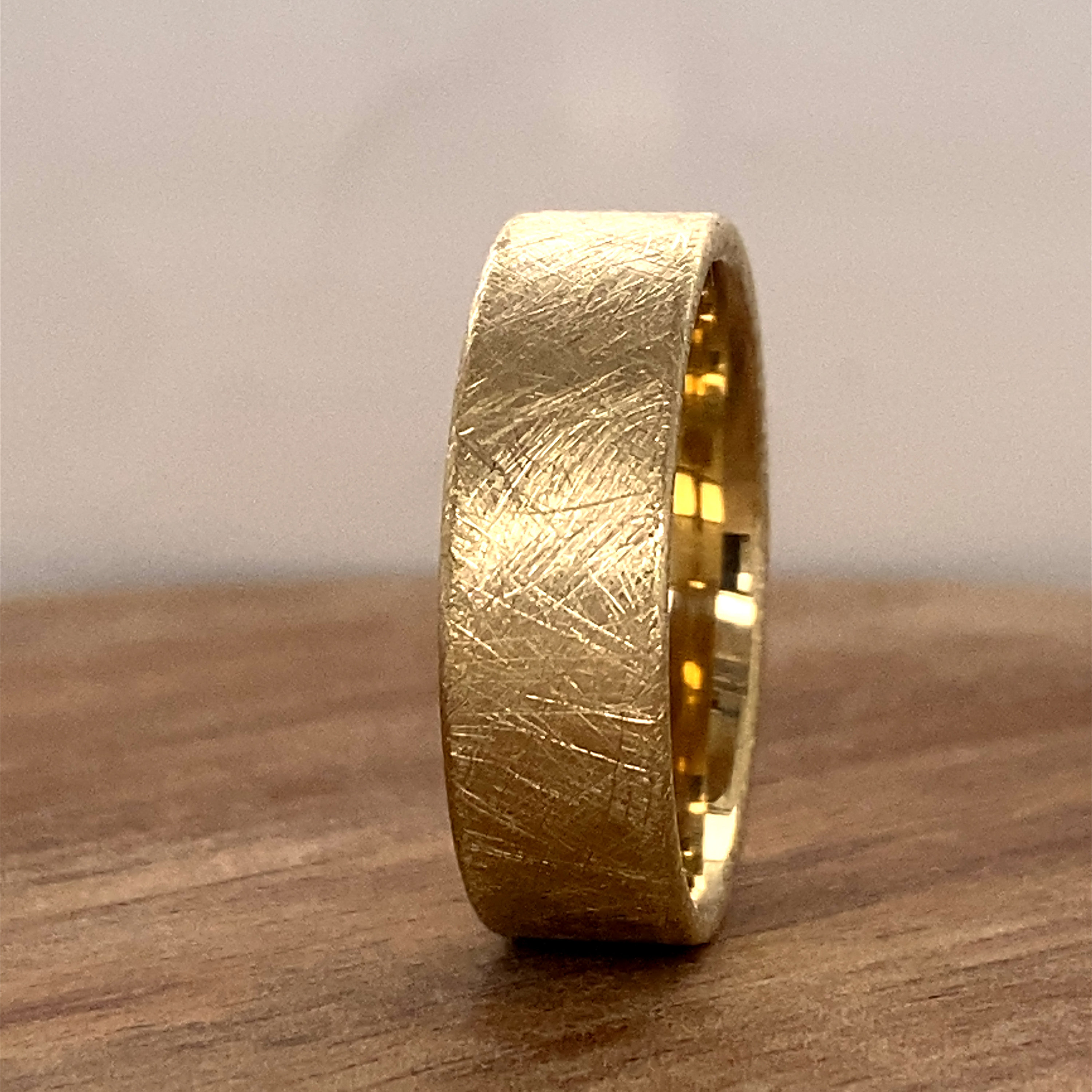 14K Gold 7mm Men's Distressed Finish Wedding Band | 14K Men's Rustic 14K Gold 7mm Men's Distressed Finish Wedding Band | 14K Men's Rustic