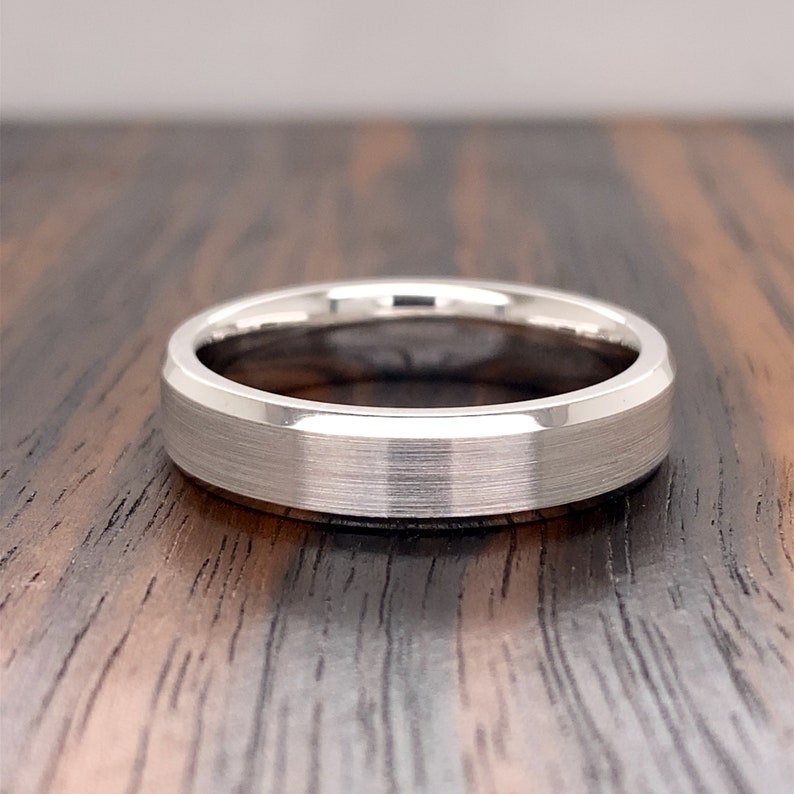 14K Gold 5MM Beveled Edge Wedding Band Men's Gold Etsy