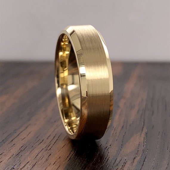 4mm Gold Band Hammered / FLAT / COMFORT FIT / 10k 14k 18k Wedding