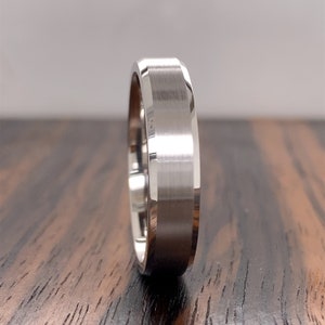 14K Gold Men's Wedding Band 5MM | 14K Gold Ring | Comfort Fit Wedding Band | Brush Matte Satin  | Beveled Edge | 10K 14K 18K