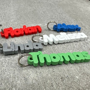 6 llaveros con cremallera y nombre personalizado para chaqueta, mochila y MagicFont de un solo color.