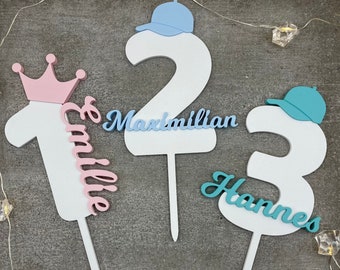 Personalized First Birthday Crown Hat Cute Name Cake Topper for Party Celebration - Pla Number Cake Topper