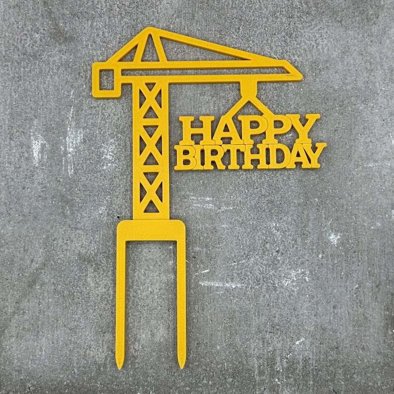 Cake topper crane construction crane construction site children and adults personalized with year and name in two colors image 5