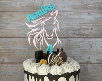 Topper de gâteau de cheval personnalisable - Caketopper sur le thème du cheval d’anniversaire