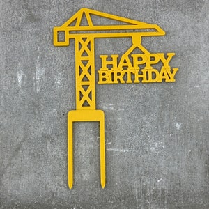 Cake topper crane construction crane construction site children and adults personalized with year and name in two colors image 7
