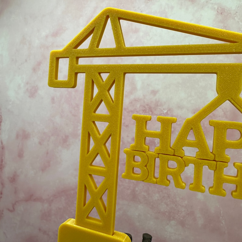Cake topper crane construction crane construction site children and adults personalized with year and name in two colors image 3