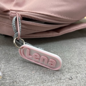 Porte-clés nom 6 pièces personnalisé fermeture éclair pendentif bicolore pour veste sac à dos, vestes enfants, sac de maternelle