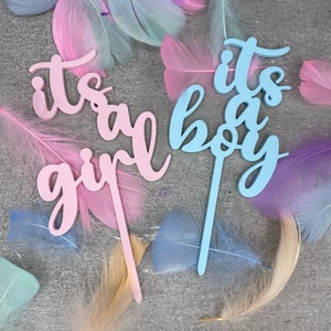 it's a boy | it's a girl Caketopper for birth Baby party Baby shower Cake topper in 30+ colors personalizable