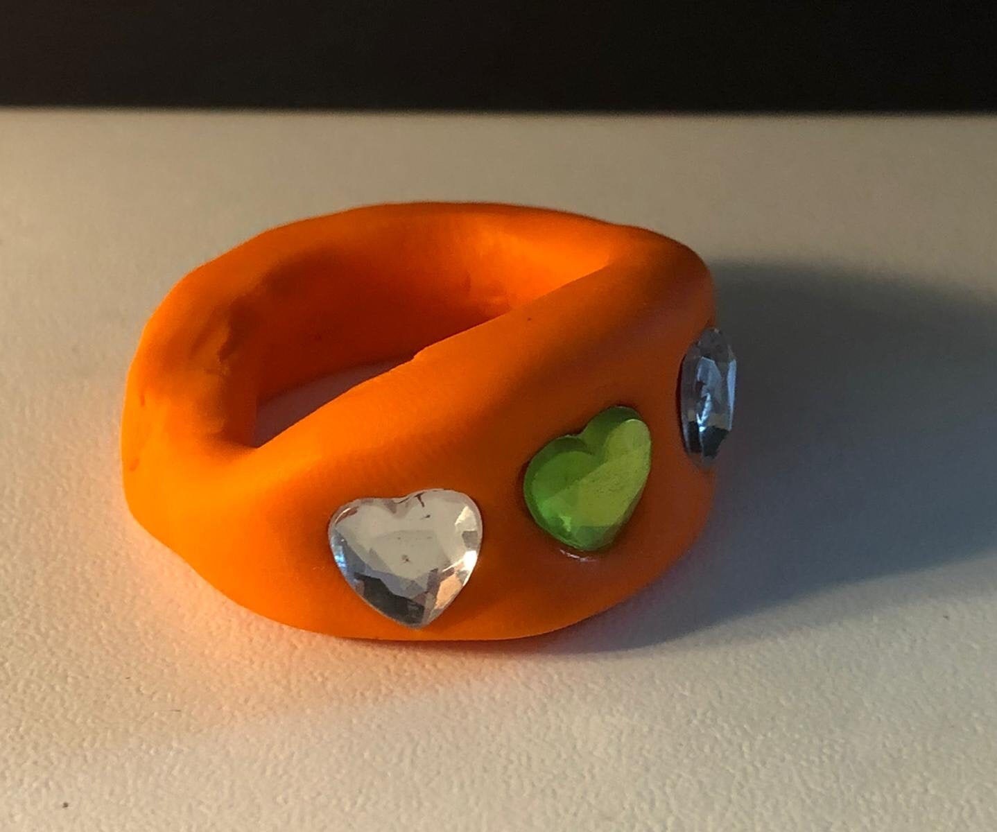 Y2k/Indie Chunky Gemstone Heart Clay Ring Etsy