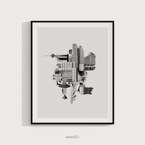 Brutalist architecture print, Abstract collage wall art, Constructivist poster, Black and white art, Modernist decor, Gift for architects.