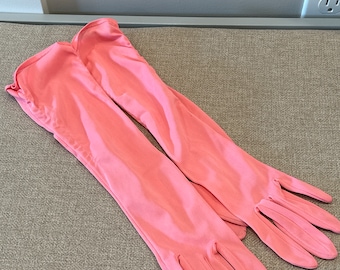 Vintage Pink Nylon Elbow Length Gloves