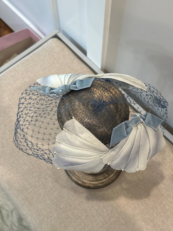 Vintage Light Blue Fascinator - image 2