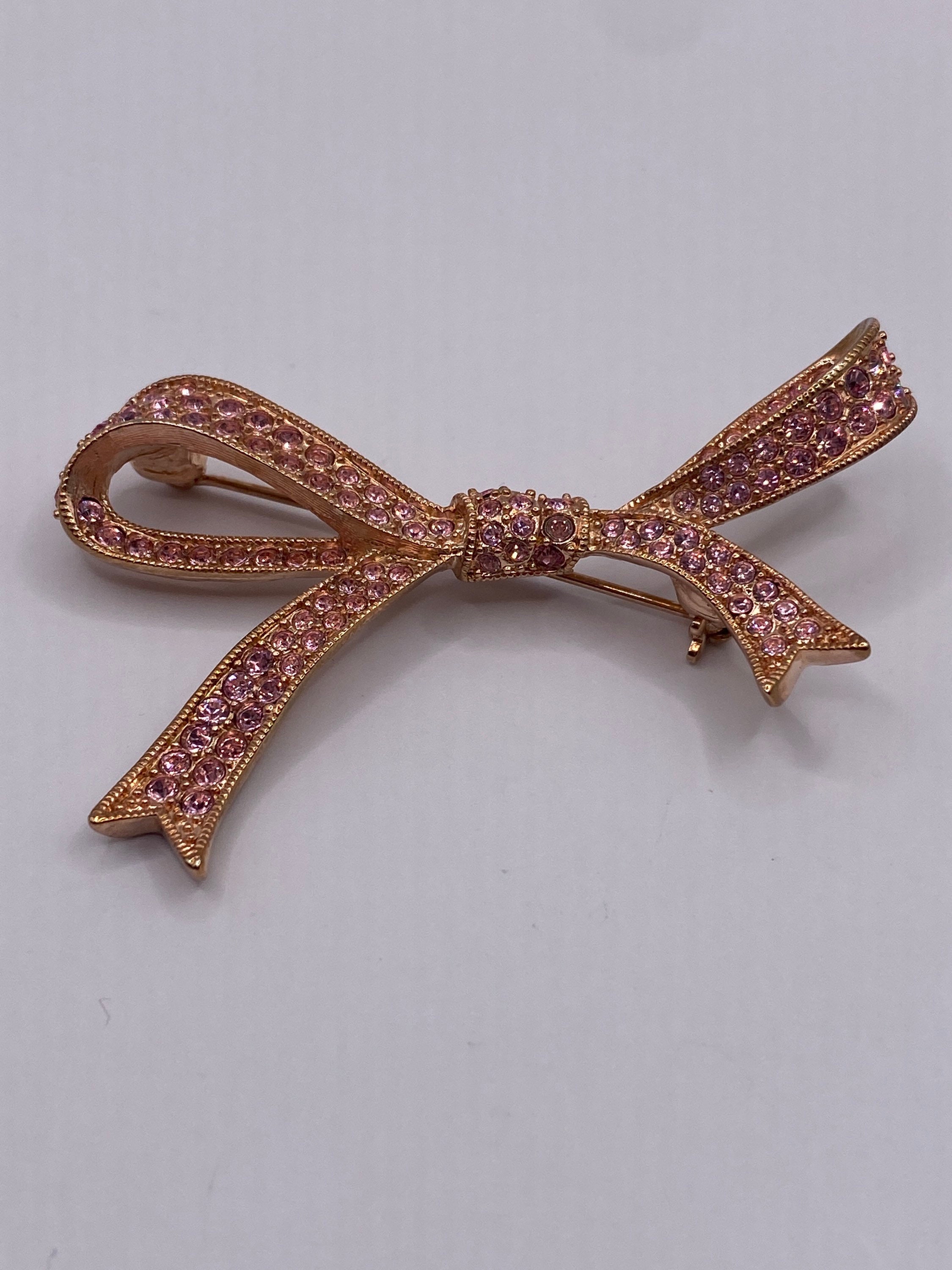 Pink Rhinestone Bow Vintage KJL Pink Rhinestone Bow Brooch - Etsy