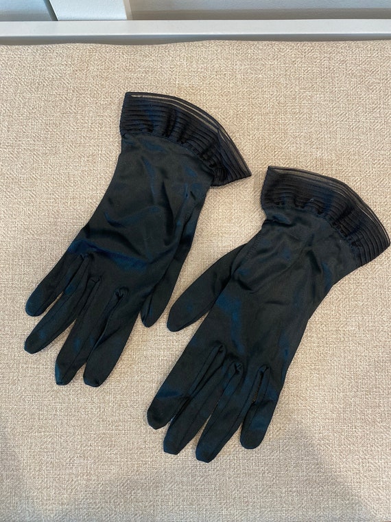 Vintage Sheer Black Nylon Gloves