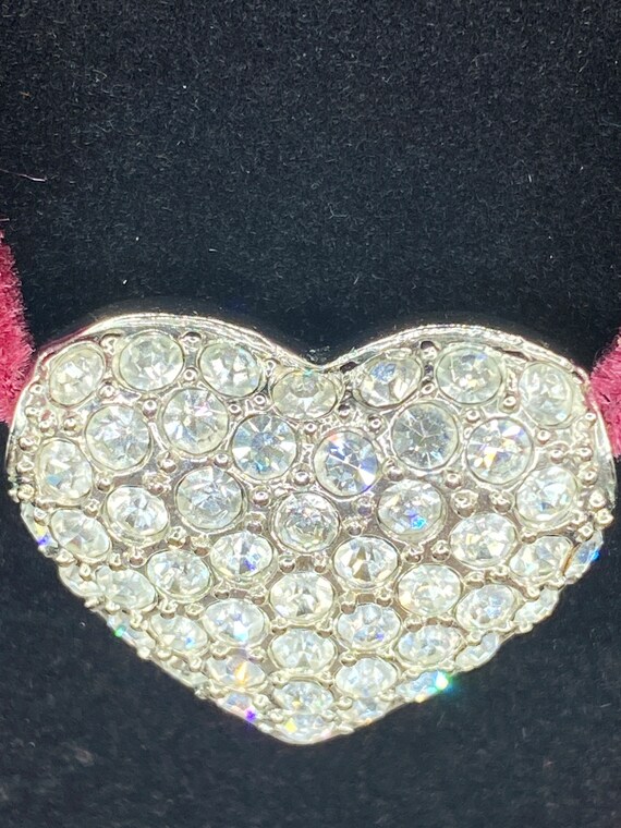 Silver Rhinestone Heart Rhinestone Silver Heart Choker - Gem