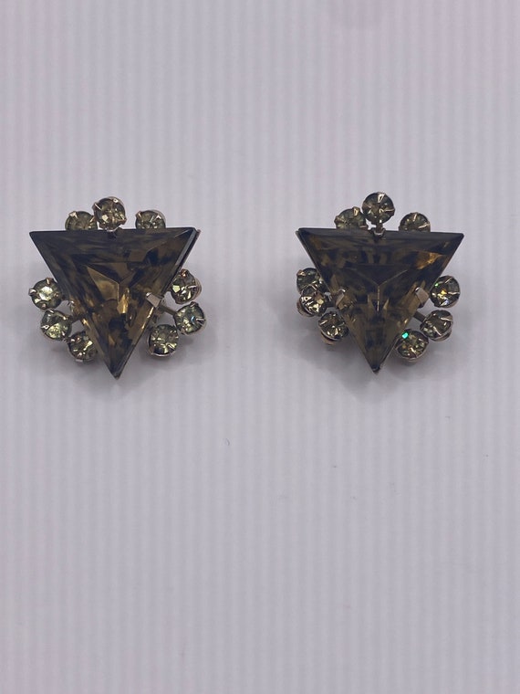 Citrine Rhinestone brooch and earrings - image 3