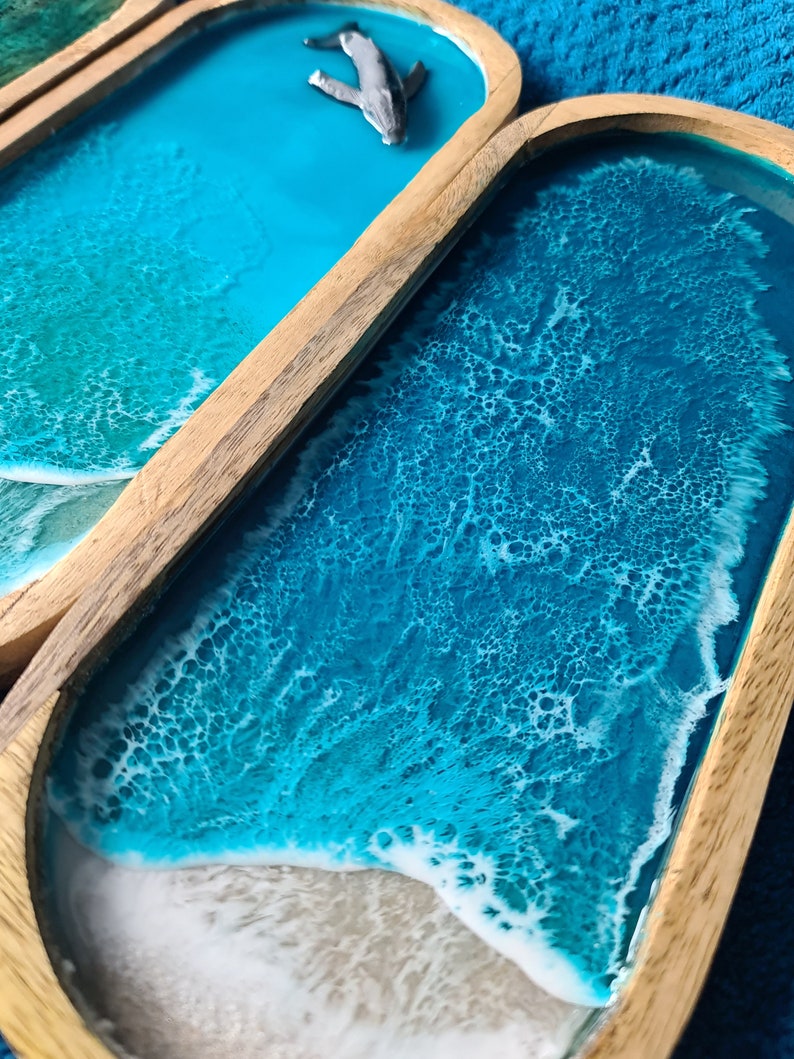Wooden Ocean Tray MADE TO ORDER Sea Waves Trinket Dish for Etsy