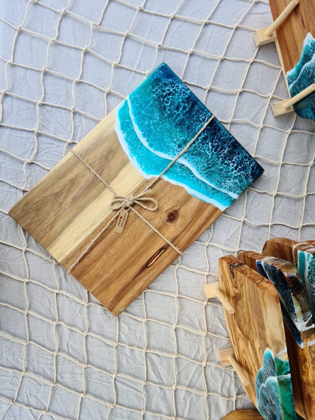 Resin Ocean Serving Board, MADE TO ORDER, Medium Acacia Cheese Board