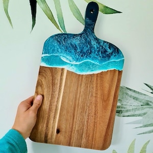 AVAILABLE NOW, Large/ small paddle Cheese board, Waves Serving Board, Resin Sea Ocean Modern Board, Cutting kitchen home decor, gift, tapas
