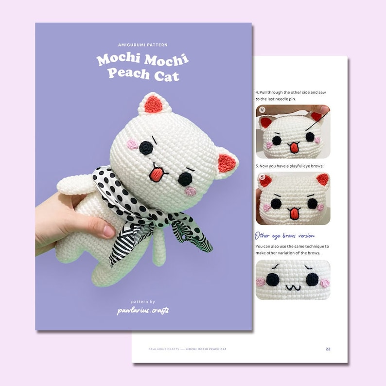 Amigurumi Pattern Mochi Peach Cat Doll image 2