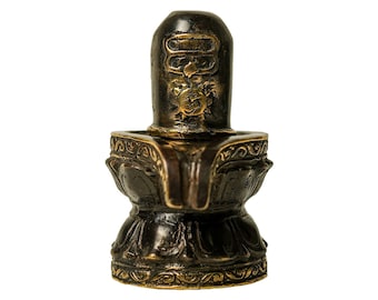 Lingam Yoni Shiva Bronze 4 inch / 10 cm, Linga and Shivling, Hindu Sculpture, Lingga Yoni, India, Sculpture, Lingam Ornament