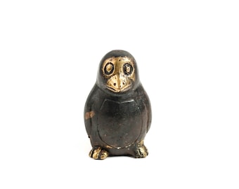 Figura de pingüino de latón macizo, estatua de bronce de animal (2 pulgadas/5 cm)