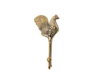 Gancho de bronce con forma de gallina, decoración para habitación infantil, gancho de pared con forma de animal (5,5 pulgadas)