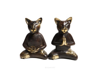 Yoga Cat Bronze 5 Inch / 12 cm, Yoga Cat Statue, Cat Figurine, Cat Brass, Room Decor, House Decor, Birthday Gift, Gift for Her, Gift For Him