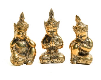 SET Buddha Bronze 4.5 Inch / 11 cm, Buddha Statue, Buddha Figurine, Room Decor, House Decor, Birthday Gift, Gift for Her, Housewarming