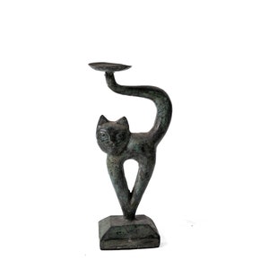 Candle Holder Abstract 9 Inch / 22 cm,  Abstract Cat, Bronze Statue, Room Decor, House Decor, Birthday Gift, Gift for Her, Gift for Him
