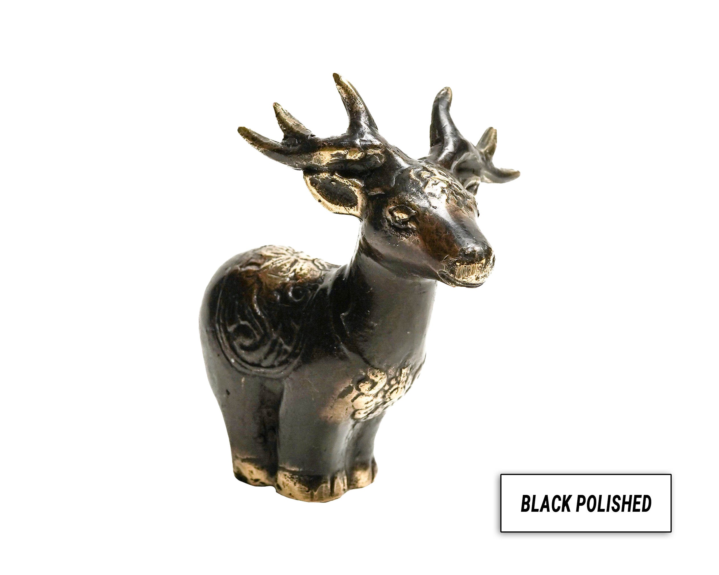 鹿のブロンズ像 3.2インチ / 8 cm、鹿の置物、卓上、動物ブロンズ