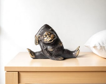 Brass Yoga Monkey Statue – Unique Home Decor Gift