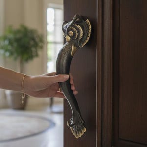 フクロウのドアハンドル 14インチ / 35 cm バリ風 部屋の装飾 誕生日プレゼント ホリデーデコレーション 新築祝い 新居祝い 結婚祝い