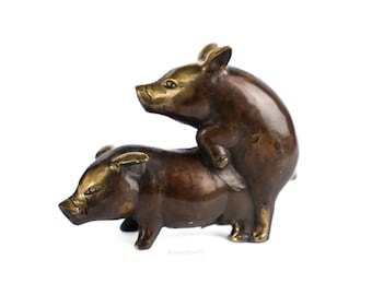Pig Bronze 3 Inch / 7 cm, Pig Figure, Pig Sex, Pig Couple, Gift for Kids, Patio Decor, Wedding Decor, Minimalist Art, Modern Home Decor