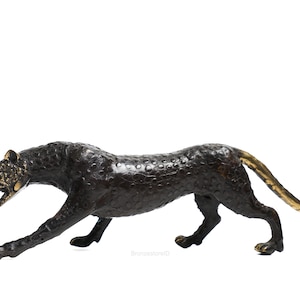 Black Panther Statue 12 Inch /  30 cm Long, Bronze Statue of a Panther, Leopard Bronze, Figurine Collectible Sculpture, Birthday Gift
