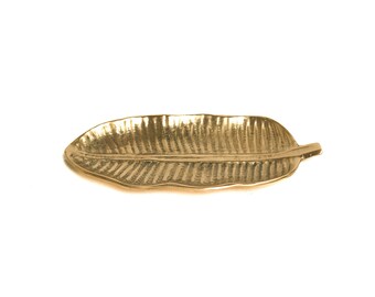 Bandeja de hoja de plátano de 19 cm (7,5 pulgadas), organizador de accesorios, decoración de habitación, plato de bronce, escritorio decorativo, organizador de cocina, regalo para mamá