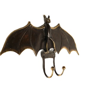 Bronze Bat Hook 12.5 Inch / 31 cm Width, Brass Bat, Bat Hook, Wall Decor, Cloth Hanger, Gift for Him, Birthday Gift, New Home Decor