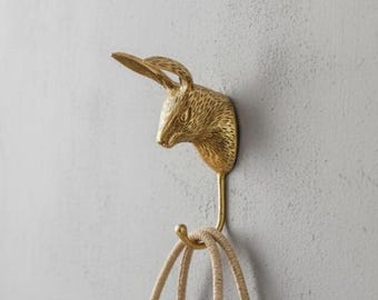Gancho de latón con forma de conejo, decoración para habitación infantil, gancho de pared con forma de animal.