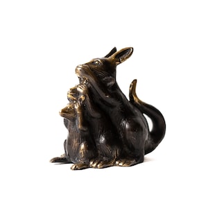 Mouse Family 3.5 inch / 8 Inch, Mouse Bronze, Mouse Figurine, Mouse Statue, Room Decor, Toys, Gift for Him, Gift Idea, Anniversary Gift