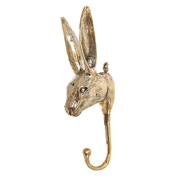 Brass Hook Rabbit 7 Inch / 17 cm, Animal Hook, Wall Hook, Gold Hook, Kids Room Accessories, Bronze Hook, Gold Rabbit, Nursery Hook