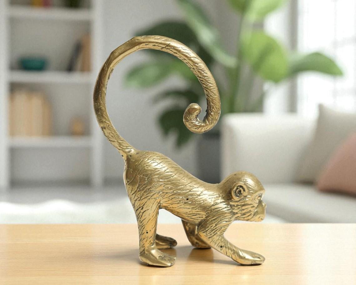 Monkey Bronze 6.5 Inch / 16 Cm , Monkey Figurine, Monkey