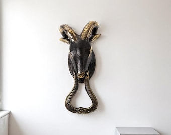 Goat Knock Door , Wall Bell, Door Bell, Wall Decor, Modern Bronze Art, Housewarming, Birthday Gift, Holiday Decor, Wedding Gift