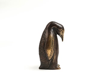 Pingüino de bronce de 7 cm (3 pulgadas), estatua de pingüino, figura decorativa, decoración para el hogar, regalo de cumpleaños, decoración para una nueva casa, sala de estar